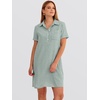 image:imageANRABESS Womens Summer Shirt Dresses  Lightweight Breathable Short Sleeve Button Polo Collar Tshirt Dress Daily Beach Work Outfits Spring Fall ClothesLight Green White Stripe
