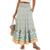 image:imageANRABESS Women Boho Floral Maxi Skirts High Waisted Tiered Skirt Flowy Beach Skirts with Pockets for Vacation amp Summer WearBlue Floral