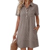 image:imageANRABESS Womens Summer Shirt Dresses  Lightweight Breathable Short Sleeve Button Polo Collar Tshirt Dress Daily Beach Work Outfits Spring Fall ClothesBrown White Plaid