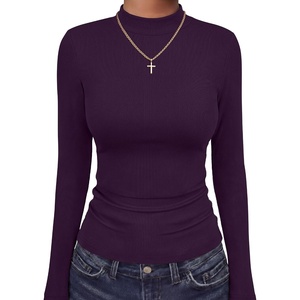 image:imageANRABESS Long Sleeve Shirts for Womens Mock Neck Thermal Tops  Soft Fleece Cozy Ribbed Slim Fitted Undershirt  Casual Basic Layer Outfits DailyampGoing OutampOffice Tee Fall Winter ClothesPurple