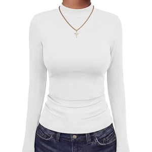 image:imageANRABESS Long Sleeve Shirts for Womens Mock Neck Thermal Tops  Soft Fleece Cozy Ribbed Slim Fitted Undershirt  Casual Basic Layer Outfits DailyampGoing OutampOffice Tee Fall Winter ClothesWhite