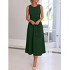 image:imageANRABESS Women Formal Sleeveless Cocktail Midi Dresses  Summer Wedding Guest Dress Elegant with Belted Business Work Modest ALine Versatile for Party Dinner EveningDark Green