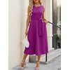 image:imageANRABESS Women Formal Sleeveless Cocktail Midi Dresses  Summer Wedding Guest Dress Elegant with Belted Business Work Modest ALine Versatile for Party Dinner EveningFuchsia
