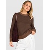 image:imageANRABESS Women Long Sleeve Striped Sweater Top  Crochet Knit Crew Neck Pullover Comfy Soft Clothing Casual Daily Wear Work Travel amp Vacation Fall Spring Trendy OutfitsDark Brown Black