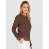 image:imageANRABESS Women Long Sleeve Striped Sweater Top  Crochet Knit Crew Neck Pullover Comfy Soft Clothing Casual Daily Wear Work Travel amp Vacation Fall Spring Trendy OutfitsDark Brown Black
