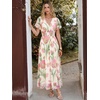 image:imageANRABESS Women Summer Floral Maxi Dress Short Sleeve Boho Flowy Tulle Beach Vacation Wedding Guest 2026 Party Long DressesPink Green Floral