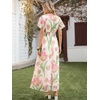 image:imageANRABESS Women Summer Floral Maxi Dress Short Sleeve Boho Flowy Tulle Beach Vacation Wedding Guest 2026 Party Long DressesPink Green Floral