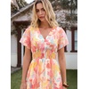 image:imageANRABESS Women Summer Floral Maxi Dress Short Sleeve Boho Flowy Tulle Beach Vacation Wedding Guest 2026 Party Long DressesPink Yellow Floral