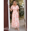 image:imageANRABESS Women Summer Floral Maxi Dress Short Sleeve Boho Flowy Tulle Beach Vacation Wedding Guest 2026 Party Long DressesWhite Pink Floral