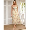image:imageANRABESS Women Summer Floral Midi Dress Sleeveless Boho Flowy Smocked RuffleTulle Beach Vacation Wedding Guest Party DressesMulticolored Rose Apricot