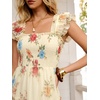 image:imageANRABESS Women Summer Floral Midi Dress Sleeveless Boho Flowy Smocked RuffleTulle Beach Vacation Wedding Guest Party DressesMulticolored Rose Apricot