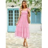 image:imageANRABESS Women Summer Floral Midi Dress Sleeveless Boho Flowy Smocked RuffleTulle Beach Vacation Wedding Guest Party DressesPink