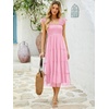 image:imageANRABESS Women Summer Floral Midi Dress Sleeveless Boho Flowy Smocked RuffleTulle Beach Vacation Wedding Guest Party DressesPink