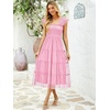 image:imageANRABESS Women Summer Floral Midi Dress Sleeveless Boho Flowy Smocked RuffleTulle Beach Vacation Wedding Guest Party DressesPink