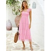 image:imageANRABESS Women Summer Floral Midi Dress Sleeveless Boho Flowy Smocked RuffleTulle Beach Vacation Wedding Guest Party DressesPink