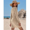 image:imageANRABESS Womens Crochet Swimsuit Cover Up V Neck Mesh Knit Beach Dress Long Sleeve Summer Vacation BeachwearBeige