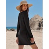 image:imageANRABESS Womens Crochet Swimsuit Cover Up V Neck Mesh Knit Beach Dress Long Sleeve Summer Vacation BeachwearBlack
