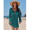 image:imageANRABESS Womens Crochet Swimsuit Cover Up V Neck Mesh Knit Beach Dress Long Sleeve Summer Vacation BeachwearLake