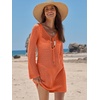 image:imageANRABESS Womens Crochet Swimsuit Cover Up V Neck Mesh Knit Beach Dress Long Sleeve Summer Vacation BeachwearOrange