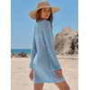 image:imageANRABESS Womens Crochet Swimsuit Cover Up V Neck Mesh Knit Beach Dress Long Sleeve Summer Vacation BeachwearSky