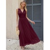 image:imageANRABESS Womens Floral Tulle Wedding Guest Maxi Dress  V Neck SleevelessALine Elastic WaistCasual Flowy Formal BohoBridal Shower Garden Party Beach VacationSummer FallWine Red