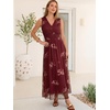 image:imageANRABESS Womens Floral Tulle Wedding Guest Maxi Dress  V Neck SleevelessALine Elastic WaistCasual Flowy Formal BohoBridal Shower Garden Party Beach VacationSummer FallPink Floral Wine Red