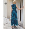 image:imageANRABESS Womens Floral Tulle Wedding Guest Maxi Dress  V Neck SleevelessALine Elastic WaistCasual Flowy Formal BohoBridal Shower Garden Party Beach VacationSummer FallFloral Blue