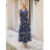 image:imageANRABESS Womens Floral Tulle Wedding Guest Maxi Dress  V Neck SleevelessALine Elastic WaistCasual Flowy Formal BohoBridal Shower Garden Party Beach VacationSummer FallBlue Golden Flower