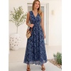 image:imageANRABESS Womens Floral Tulle Wedding Guest Maxi Dress  V Neck SleevelessALine Elastic WaistCasual Flowy Formal BohoBridal Shower Garden Party Beach VacationSummer FallDusty Blue