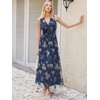 image:imageANRABESS Womens Floral Tulle Wedding Guest Maxi Dress  V Neck SleevelessALine Elastic WaistCasual Flowy Formal BohoBridal Shower Garden Party Beach VacationSummer FallBlue Golden Flower