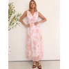 image:imageANRABESS Womens Floral Tulle Wedding Guest Maxi Dress  V Neck SleevelessALine Elastic WaistCasual Flowy Formal BohoBridal Shower Garden Party Beach VacationSummer FallPink Floral White