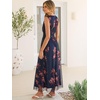 image:imageANRABESS Womens Floral Tulle Wedding Guest Maxi Dress  V Neck SleevelessALine Elastic WaistCasual Flowy Formal BohoBridal Shower Garden Party Beach VacationSummer FallBrown Beige Floral Dark Blue