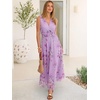 image:imageANRABESS Womens Floral Tulle Wedding Guest Maxi Dress  V Neck SleevelessALine Elastic WaistCasual Flowy Formal BohoBridal Shower Garden Party Beach VacationSummer FallPurple Rose Green