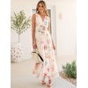 image:imageANRABESS Womens Floral Tulle Wedding Guest Maxi Dress  V Neck SleevelessALine Elastic WaistCasual Flowy Formal BohoBridal Shower Garden Party Beach VacationSummer FallMulticolored Rose Apricot