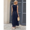 image:imageANRABESS Womens Floral Tulle Wedding Guest Maxi Dress  V Neck SleevelessALine Elastic WaistCasual Flowy Formal BohoBridal Shower Garden Party Beach VacationSummer FallNavy Blue