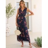 image:imageANRABESS Womens Floral Tulle Wedding Guest Maxi Dress  V Neck SleevelessALine Elastic WaistCasual Flowy Formal BohoBridal Shower Garden Party Beach VacationSummer FallBrown Beige Floral Dark Blue