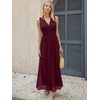 image:imageANRABESS Womens Floral Tulle Wedding Guest Maxi Dress  V Neck SleevelessALine Elastic WaistCasual Flowy Formal BohoBridal Shower Garden Party Beach VacationSummer FallWine Red