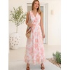 image:imageANRABESS Womens Floral Tulle Wedding Guest Maxi Dress  V Neck SleevelessALine Elastic WaistCasual Flowy Formal BohoBridal Shower Garden Party Beach VacationSummer FallPink Floral White