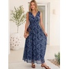 image:imageANRABESS Womens Floral Tulle Wedding Guest Maxi Dress  V Neck SleevelessALine Elastic WaistCasual Flowy Formal BohoBridal Shower Garden Party Beach VacationSummer FallDusty Blue