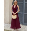 image:imageANRABESS Womens Floral Tulle Wedding Guest Maxi Dress  V Neck SleevelessALine Elastic WaistCasual Flowy Formal BohoBridal Shower Garden Party Beach VacationSummer FallWine Red