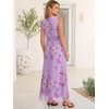 image:imageANRABESS Womens Floral Tulle Wedding Guest Maxi Dress  V Neck SleevelessALine Elastic WaistCasual Flowy Formal BohoBridal Shower Garden Party Beach VacationSummer FallPurple Rose Green