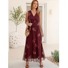 image:imageANRABESS Womens Floral Tulle Wedding Guest Maxi Dress  V Neck SleevelessALine Elastic WaistCasual Flowy Formal BohoBridal Shower Garden Party Beach VacationSummer FallPink Floral Wine Red