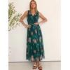 image:imageANRABESS Womens Floral Tulle Wedding Guest Maxi Dress  V Neck SleevelessALine Elastic WaistCasual Flowy Formal BohoBridal Shower Garden Party Beach VacationSummer FallOrange Floral Dark Green