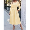 image:imageANRABESS Womens Long Sleeve Midi Dress Striped Fall Casual Dress  Elastic Waist Flowy A Line Dresses With Pockets Work Travel Beach Vacation Clothes Lightweight Breathable Summer OutfitsYellow White Stripe