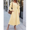 image:imageANRABESS Womens Long Sleeve Midi Dress Striped Fall Casual Dress  Elastic Waist Flowy A Line Dresses With Pockets Work Travel Beach Vacation Clothes Lightweight Breathable Summer OutfitsYellow White Stripe