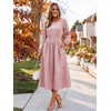 image:imageANRABESS Womens Long Sleeve Midi Dress Striped Fall Casual Dress  Elastic Waist Flowy A Line Dresses With Pockets Work Travel Beach Vacation Clothes Lightweight Breathable Summer OutfitsLightcoral White Stripe
