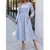image:imageANRABESS Womens Long Sleeve Midi Dress Striped Fall Casual Dress  Elastic Waist Flowy A Line Dresses With Pockets Work Travel Beach Vacation Clothes Lightweight Breathable Summer OutfitsBlue White Stripe