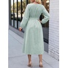 image:imageANRABESS Womens Long Sleeve Midi Dress Striped Fall Casual Dress  Elastic Waist Flowy A Line Dresses With Pockets Work Travel Beach Vacation Clothes Lightweight Breathable Summer OutfitsGreen White Stripe