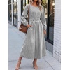 image:imageANRABESS Womens Long Sleeve Midi Dress Striped Fall Casual Dress  Elastic Waist Flowy A Line Dresses With Pockets Work Travel Beach Vacation Clothes Lightweight Breathable Summer OutfitsBlack White Stripe