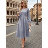 image:imageANRABESS Womens Long Sleeve Midi Dress Striped Fall Casual Dress  Elastic Waist Flowy A Line Dresses With Pockets Work Travel Beach Vacation Clothes Lightweight Breathable Summer OutfitsNavy White Stripe